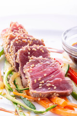 Teriyaki, typical Japanese dish of red tuna.