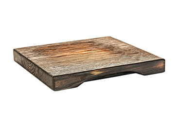 Rectangular cutting board tray made of dark wood on a white background. Isolated object.