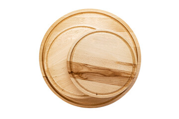 empty round cutting board on white background isolated