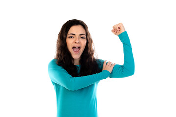 Adorable teenage girl with blue sweater