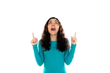 Adorable teenage girl with blue sweater