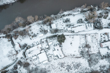 Fototapeta na wymiar Banks of River Severn in Ironbridge at Winter