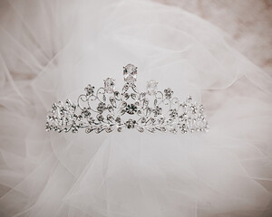 beautiful wedding jewelry for the bride, chic tiara © Natalia Rzhevskaia
