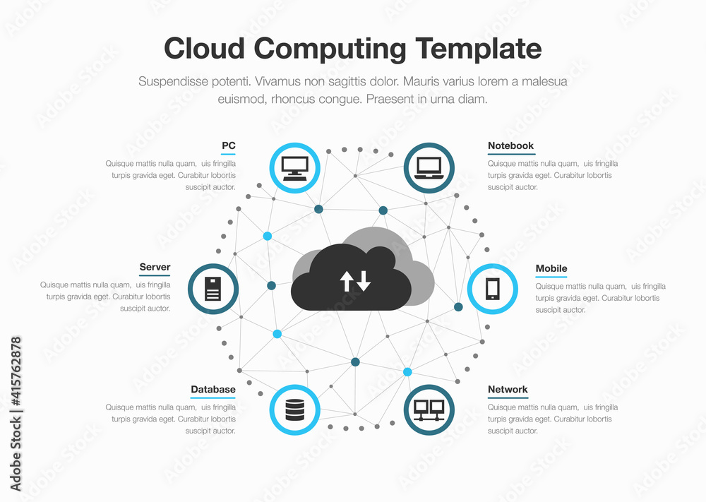Leinwandbilder Simple infographic template for cloud computing with icons and place for your content. Easy to use for your website or presentation.