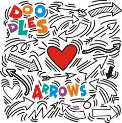 Set of Doodle Arrow ,Hand Drawn Design Element