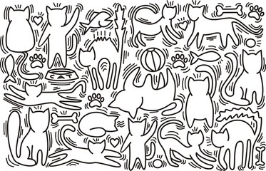 Hand drawn vector illustrations of Cats characters