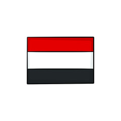 Yemen flag in drawing style isolated vector. Hand drawn object illustration for your presentation, teaching materials or others.