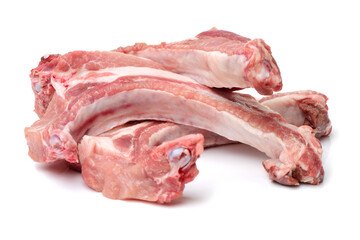 Raw spare ribs on white background 