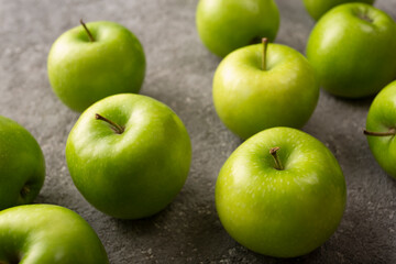 ripe green apples source of vitamins, top view