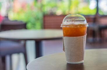 iced lemon tea on the table.