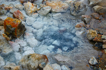 Geothermal Spring. Russia, Kamchatka 2020. Photo taken during an expedition to the volcano.