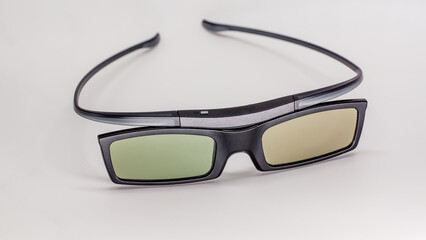 3d black glasses with plastic frames isolated