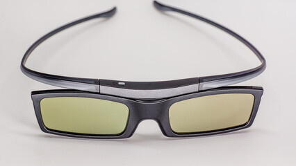 3d black glasses with plastic frames isolated