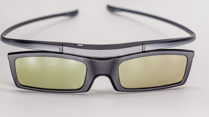 3d black glasses with plastic frames isolated