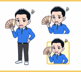 青いジャンバーを着たサラリーマン