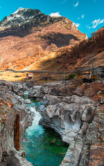 This capture was made on a cold day in Switzerland. This stream is going towards the Verzasca dam. 