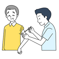 予防接種を受ける高齢男性