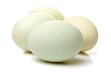 Duck eggs on white background