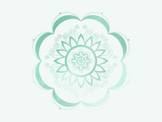 mint green unique ornament. digital illustration royal rosette. boho poster with abstract and decorative template