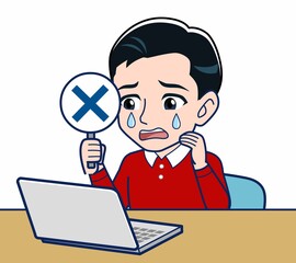 赤い長袖を着た若い男性