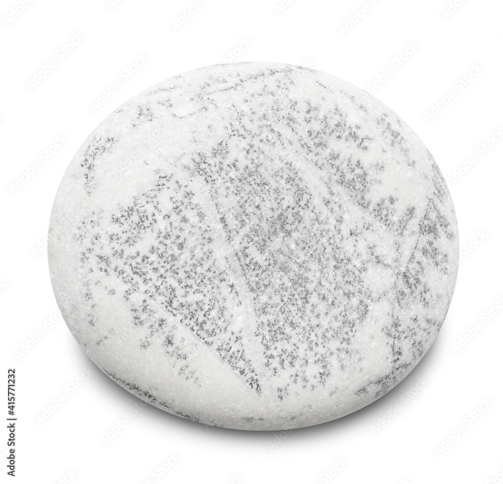 Poster pebble. smooth gray sea stone isolated on white background with shadows, clipping path for isolation
