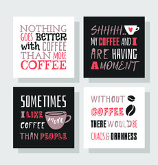 Positive Quote about Coffee Cup. Hand drawn Vector Pattern Brochures and Lettering Text. Actual Artistic Design Flyers or Poster for Cafe
