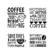 Positive Quote about Coffee Cup. Hand drawn Vector Pattern Brochures and Lettering Text. Actual Artistic Design Flyers or Poster for Cafe