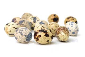 quail eggs on white background