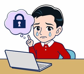 赤い長袖を着た若い男性