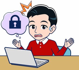 赤い長袖を着た若い男性