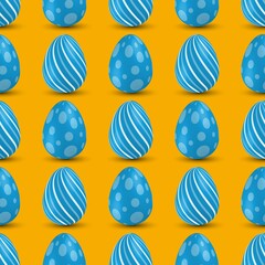 Colored Easter Eggs seamless pattern. 3d easter egg, spring holiday traditional symbol.