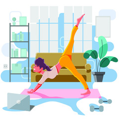 young woman exercise at home