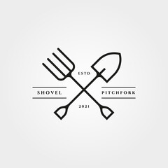 pitchfork and shove icon logo vector minimalist illustration design