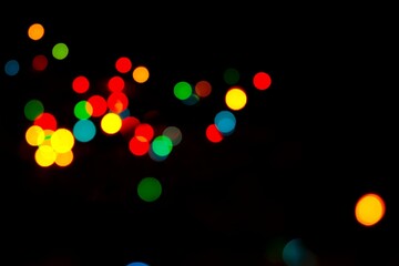 Abstract bokeh lights pattern background. New year celebration lights. Colorful circles.