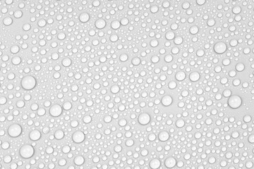 Water drops on white background texture. backdrop glass covered with drops of water.  bubbles in...