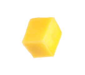 Fresh juicy mango cube on white background