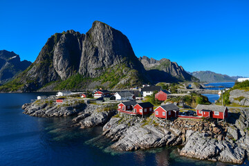 Stunning scenery of Hamnoy which is small fishing village at Lofoten islands, Norway