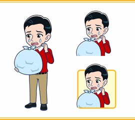 赤い長袖を着た若い男性