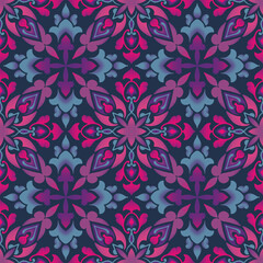 Decorative colorful Portuguese azulejo style vintage tiles seamless pattern texture. - 415775462