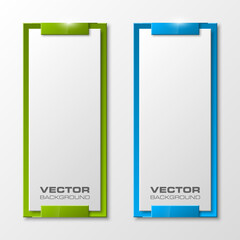 Origami vector banner. The form as two squares, overlapping. The flat image. Advertising Design shape. Vector label tag.