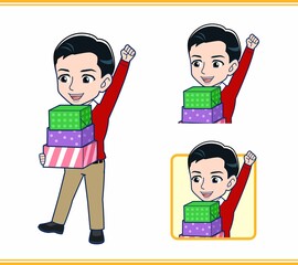 赤い長袖を着た若い男性