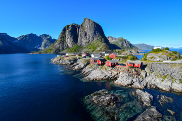 Stunning scenery of Hamnoy which is small fishing village at Lofoten islands, Norway