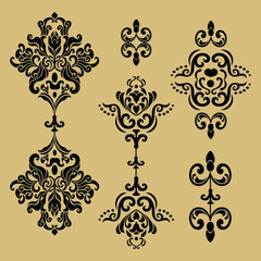Oriental vector damask patterns for greeting cards and wedding invitations