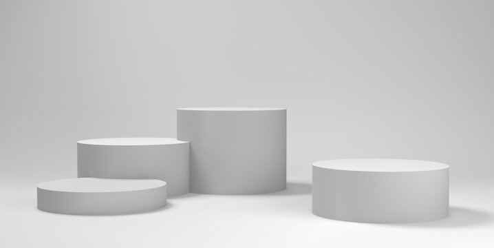 Empty Cylindrical Platform, Minimal Scence Studio Or Pedestal For Display. POS Stand Template, 3D render