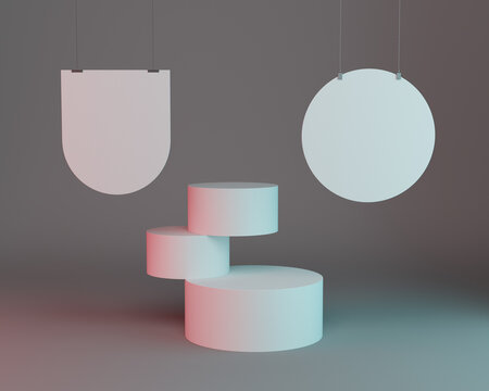 Simple box display, Circle Shape Podium Scene Studio Or Pedestal For Display, 3D render