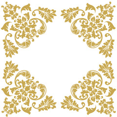 Vintage baroque frame scroll ornament engraving border floral retro pattern antique style acanthus foliage swirl decorative design element filigree calligraphy.