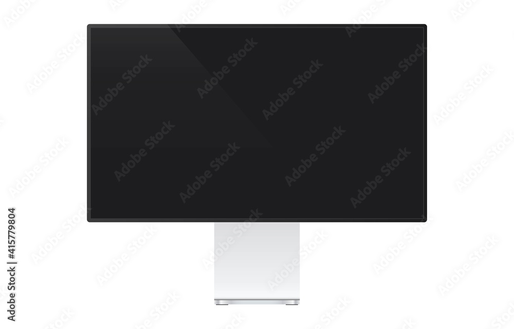 Poster realistic modern computer monitor. blank wallpaper screen isolated on white background. stylish desk