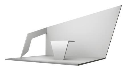 Minimal white background skew wall for display, Simple exhibition stand or platform, Oblique geometric shape