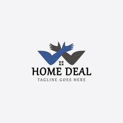 Fototapeta premium Home deal logo design template. Hand icon. Vector illustration