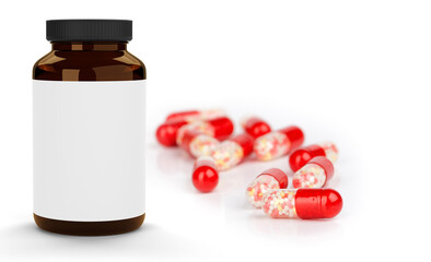 Mockup of pharmacy bottle with blank label for your design